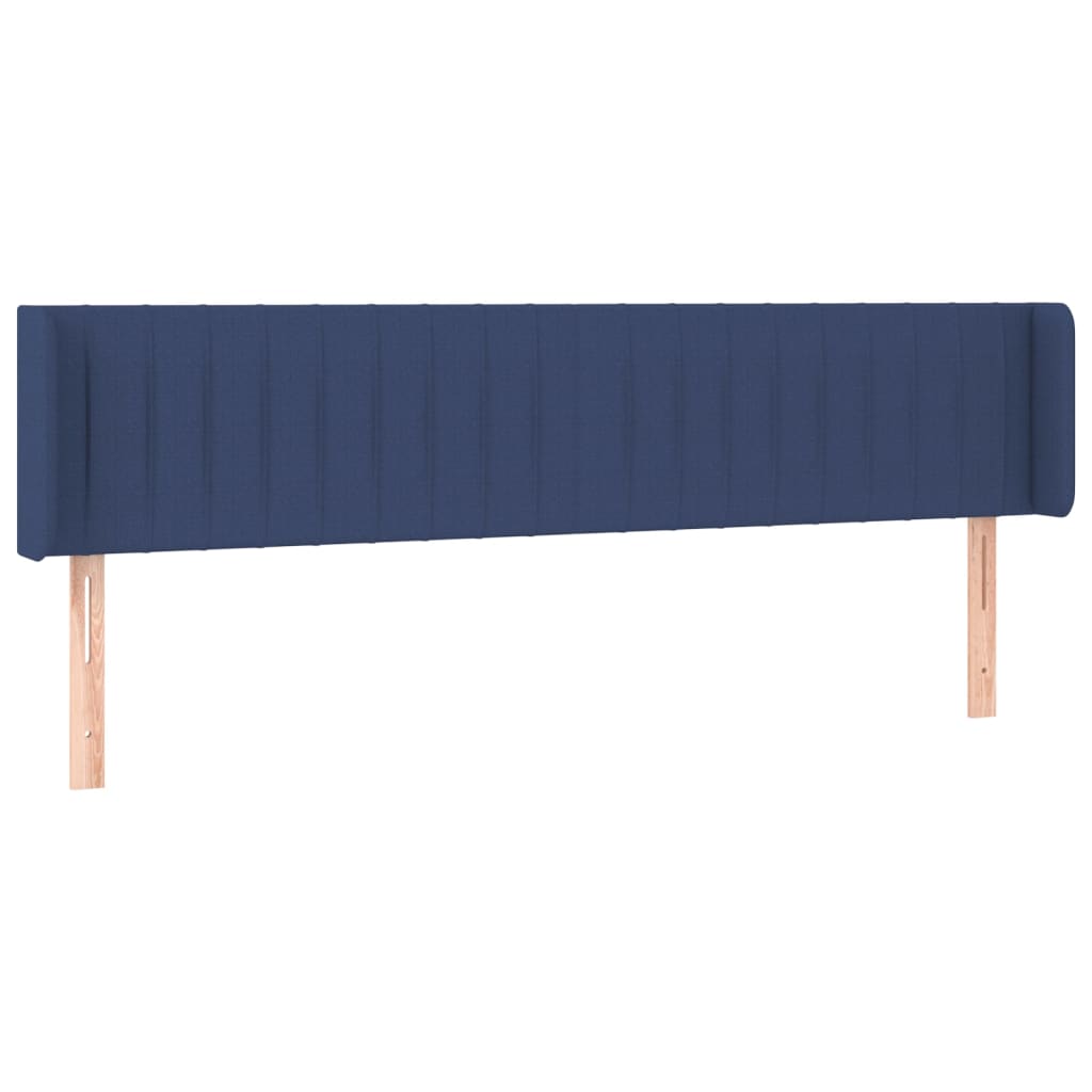 sengegavl med kanter 183x16x78/88 cm stof blå