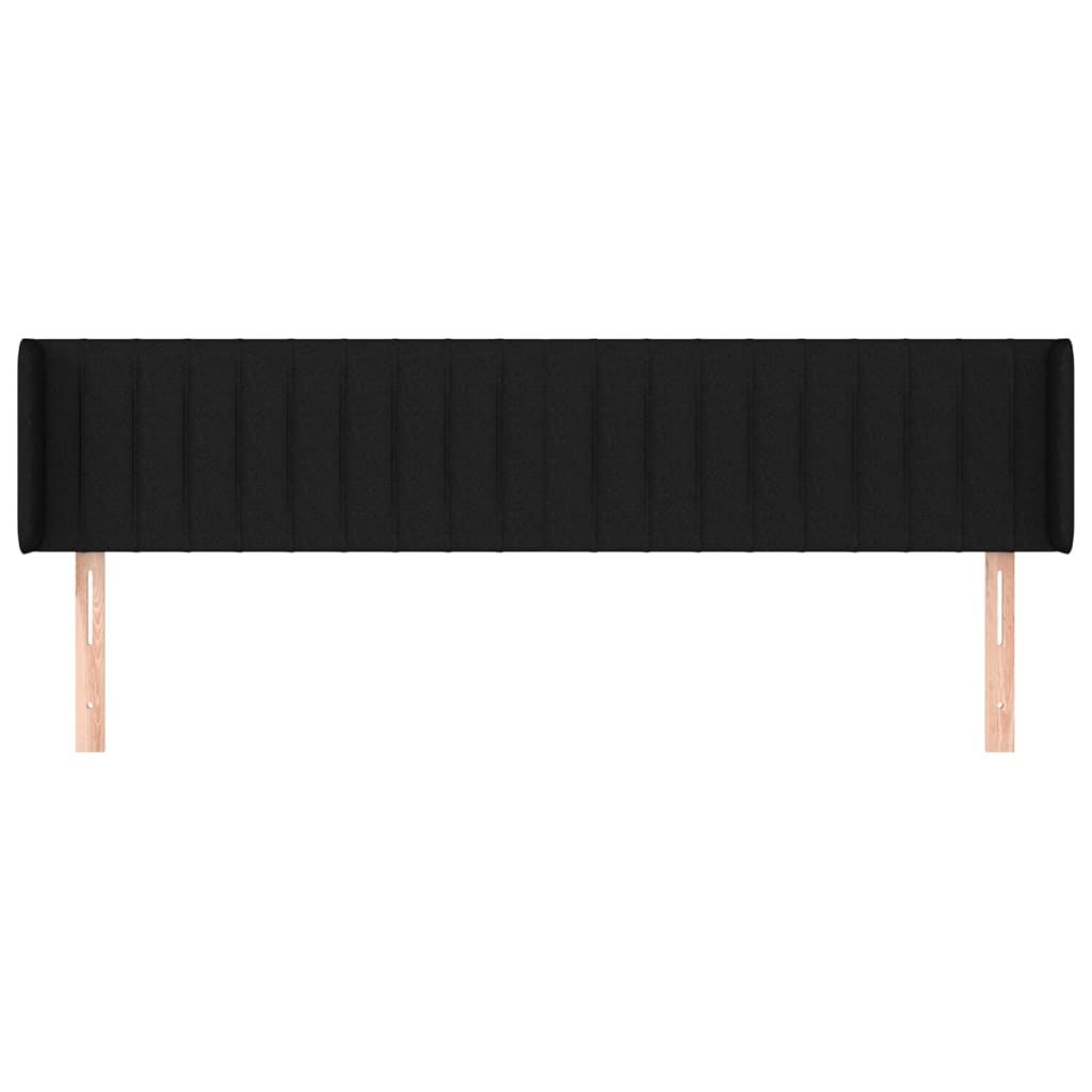 sengegavl med kanter 203x16x78/88 cm stof sort