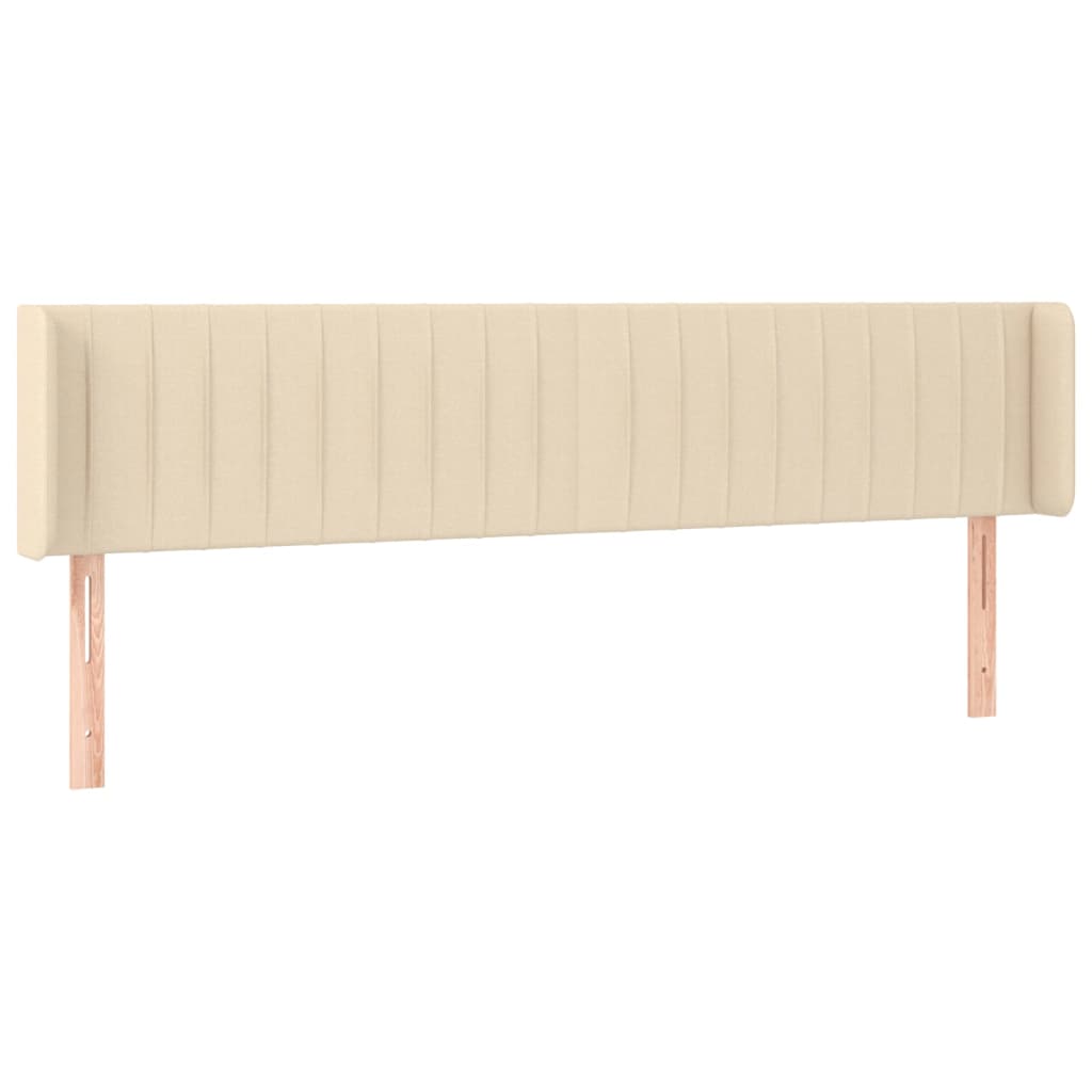 sengegavl med kanter 203x16x78/88 cm stof cremefarvet