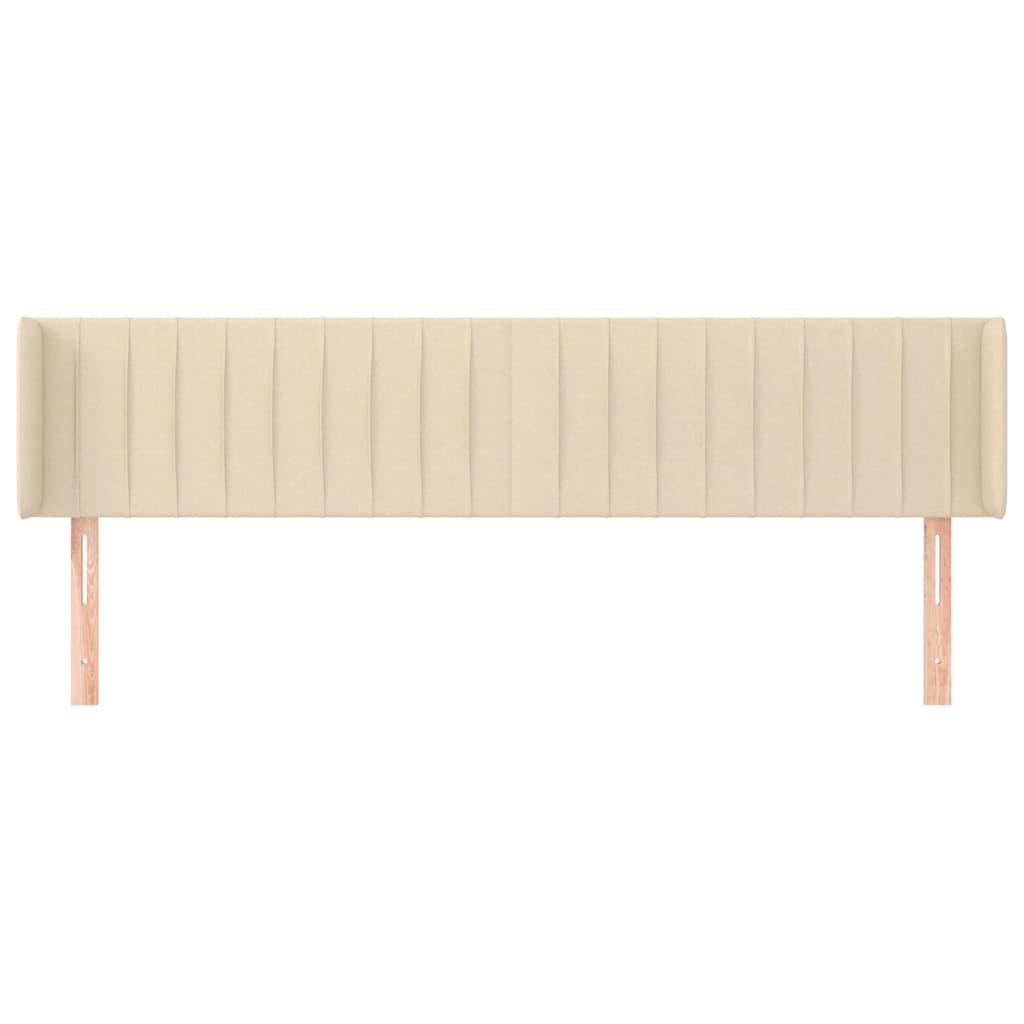 sengegavl med kanter 203x16x78/88 cm stof cremefarvet