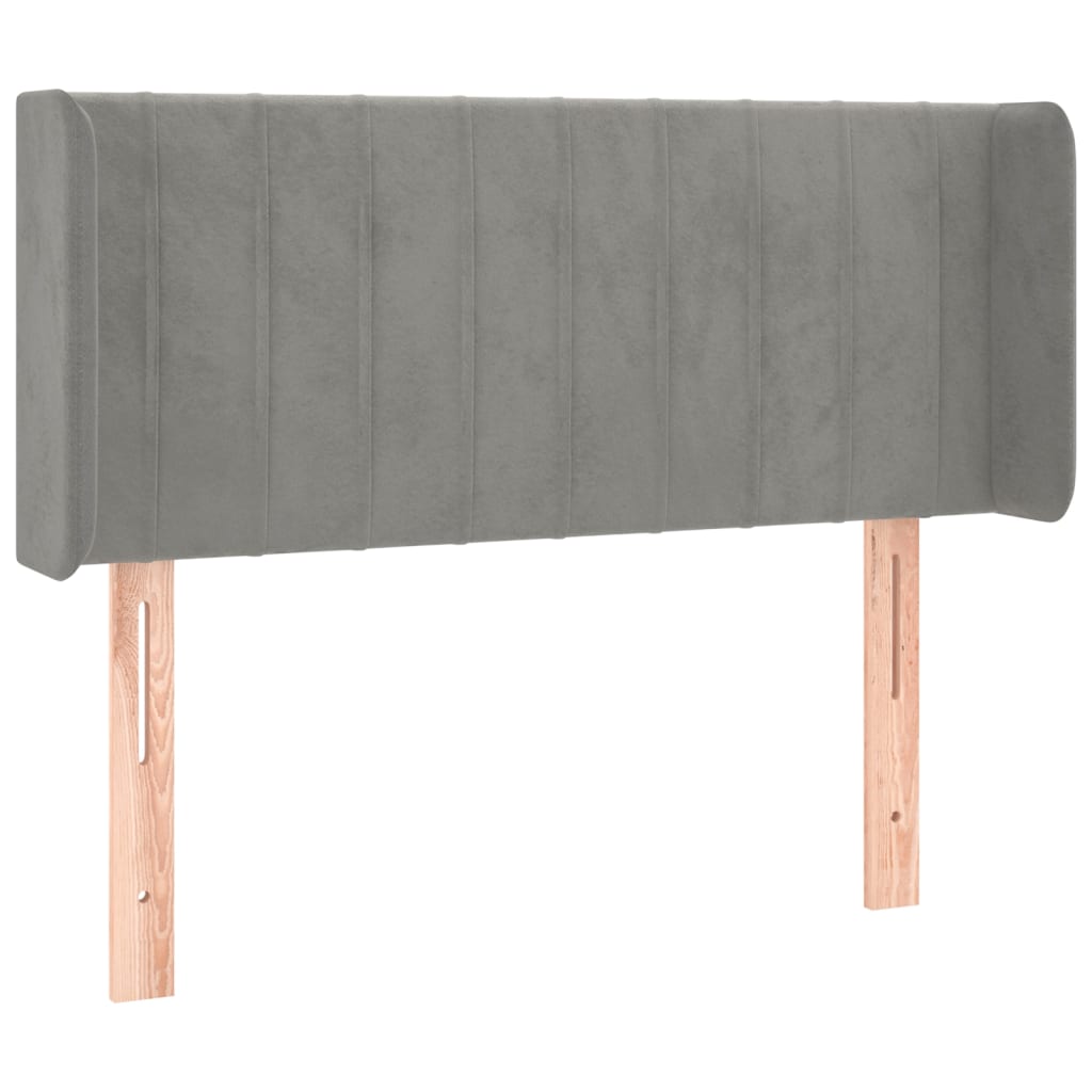 sengegavl med kanter 83x16x78/88 cm fløjl lysegrå
