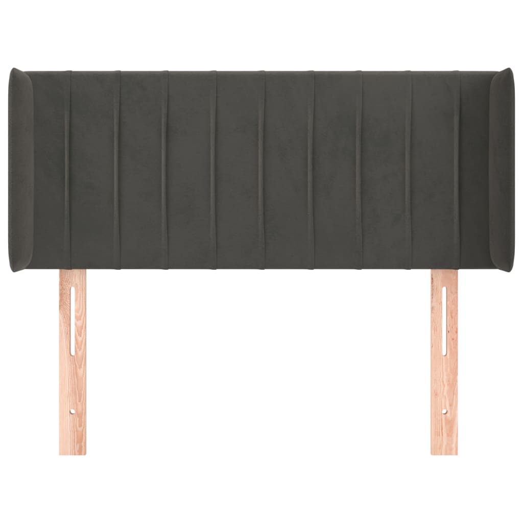 sengegavl med kanter 83x16x78/88 cm fløjl mørkegrå