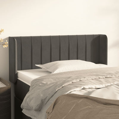 sengegavl med kanter 83x16x78/88 cm fløjl mørkegrå