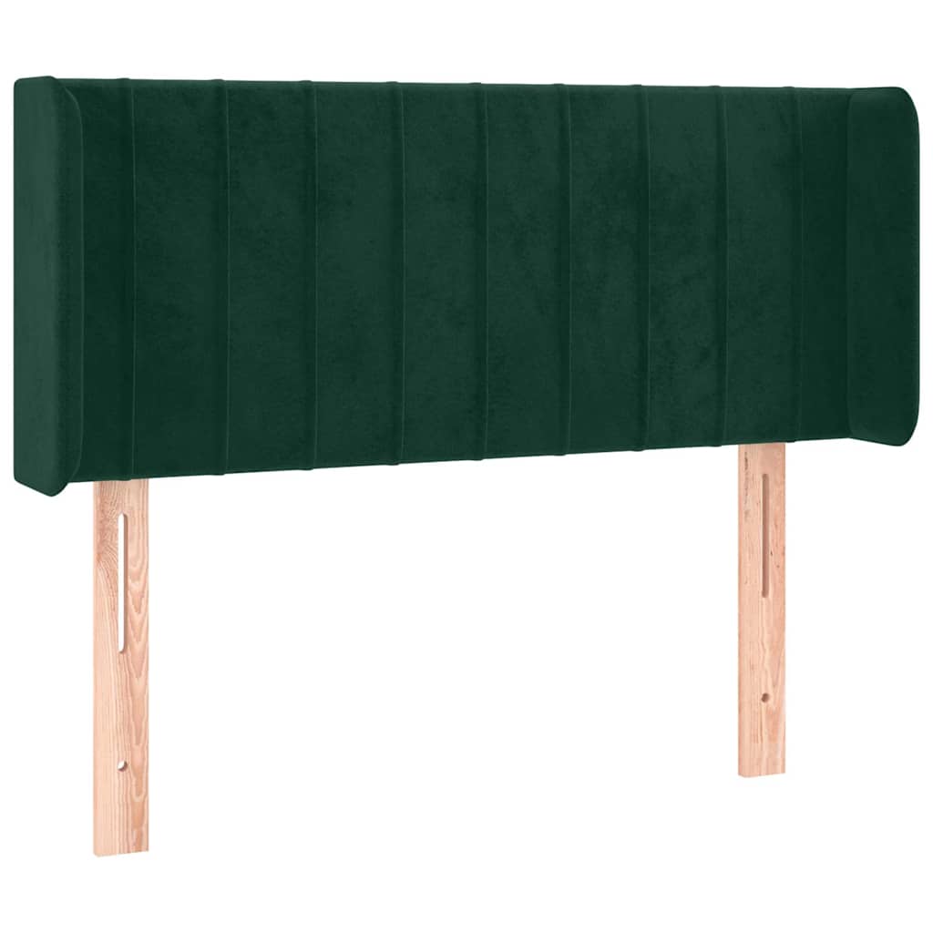 sengegavl med kanter 83x16x78/88 cm fløjl mørkegrøn