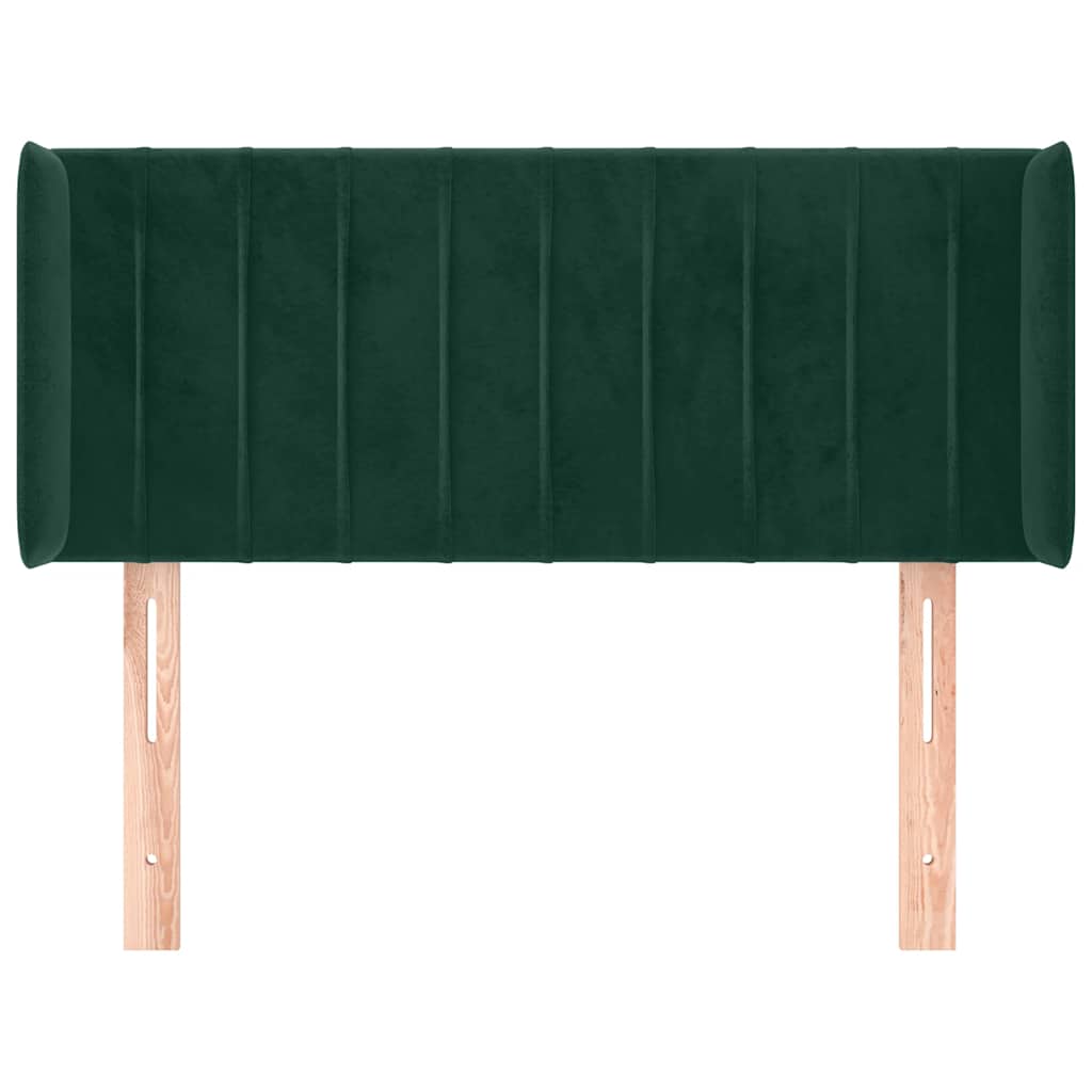 sengegavl med kanter 83x16x78/88 cm fløjl mørkegrøn
