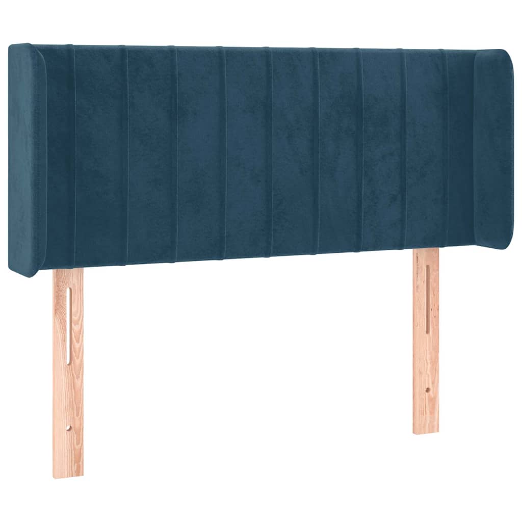 sengegavl med kanter 83x16x78/88 cm fløjl mørkeblå