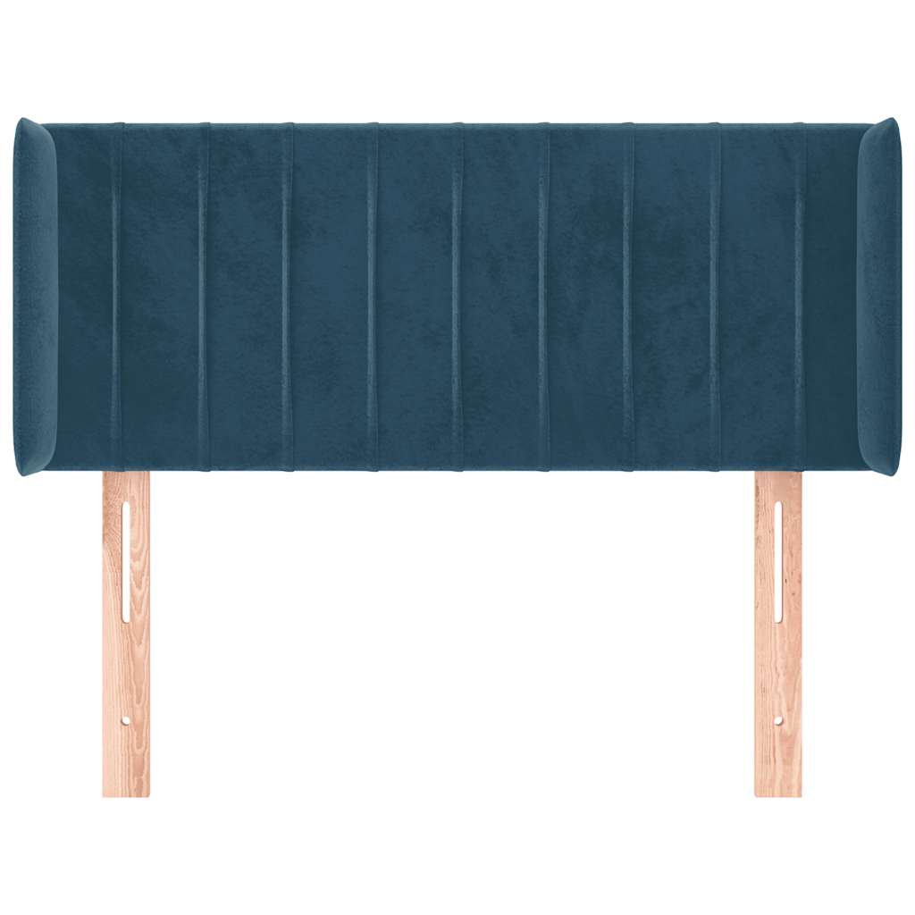 sengegavl med kanter 83x16x78/88 cm fløjl mørkeblå