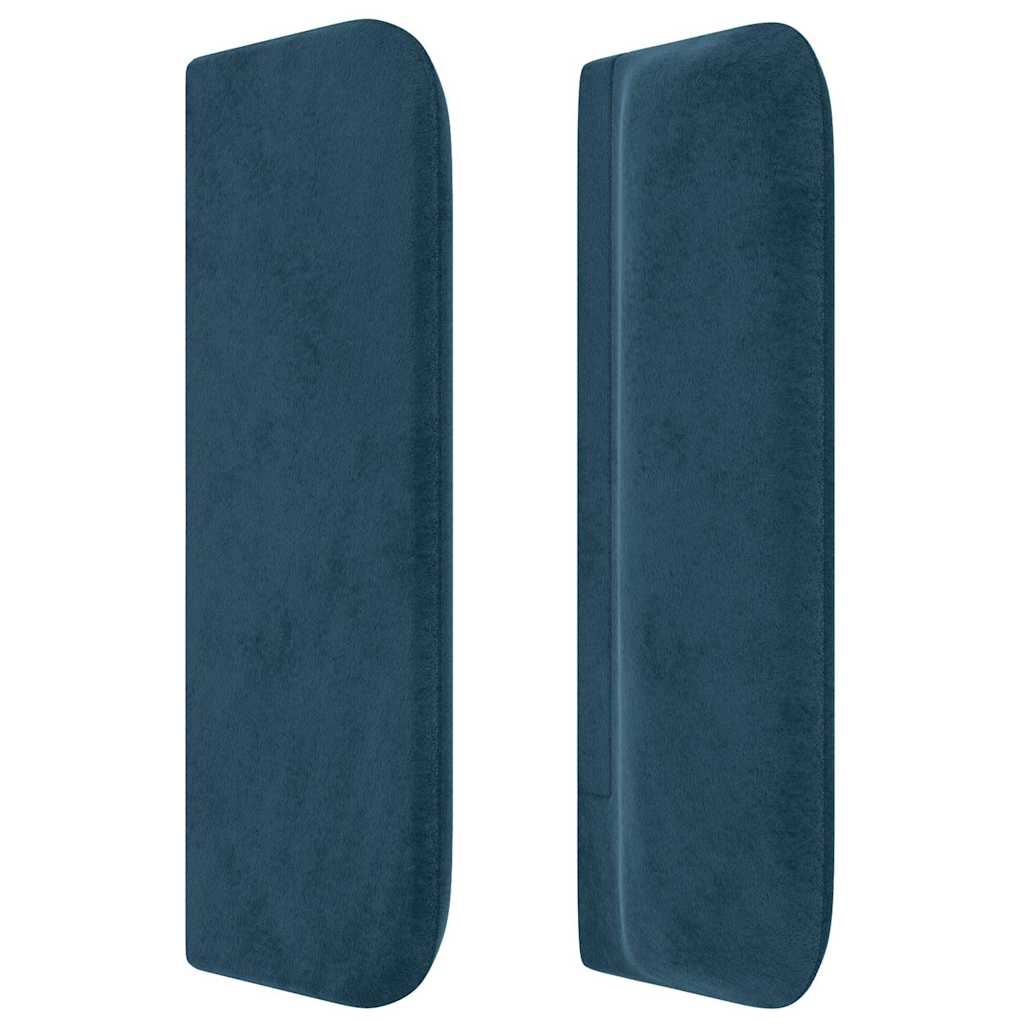 sengegavl med kanter 83x16x78/88 cm fløjl mørkeblå