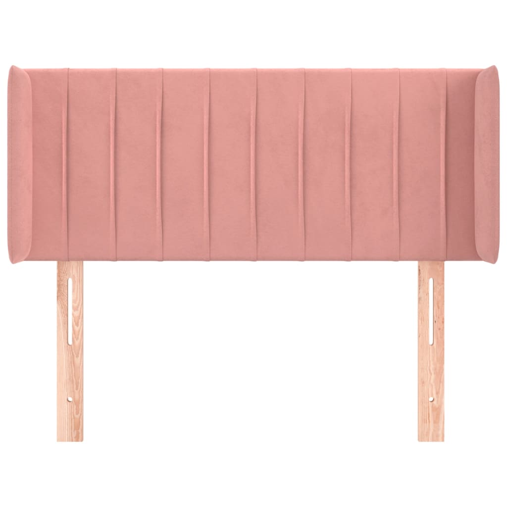 sengegavl med kanter 83x16x78/88 cm fløjl lyserød