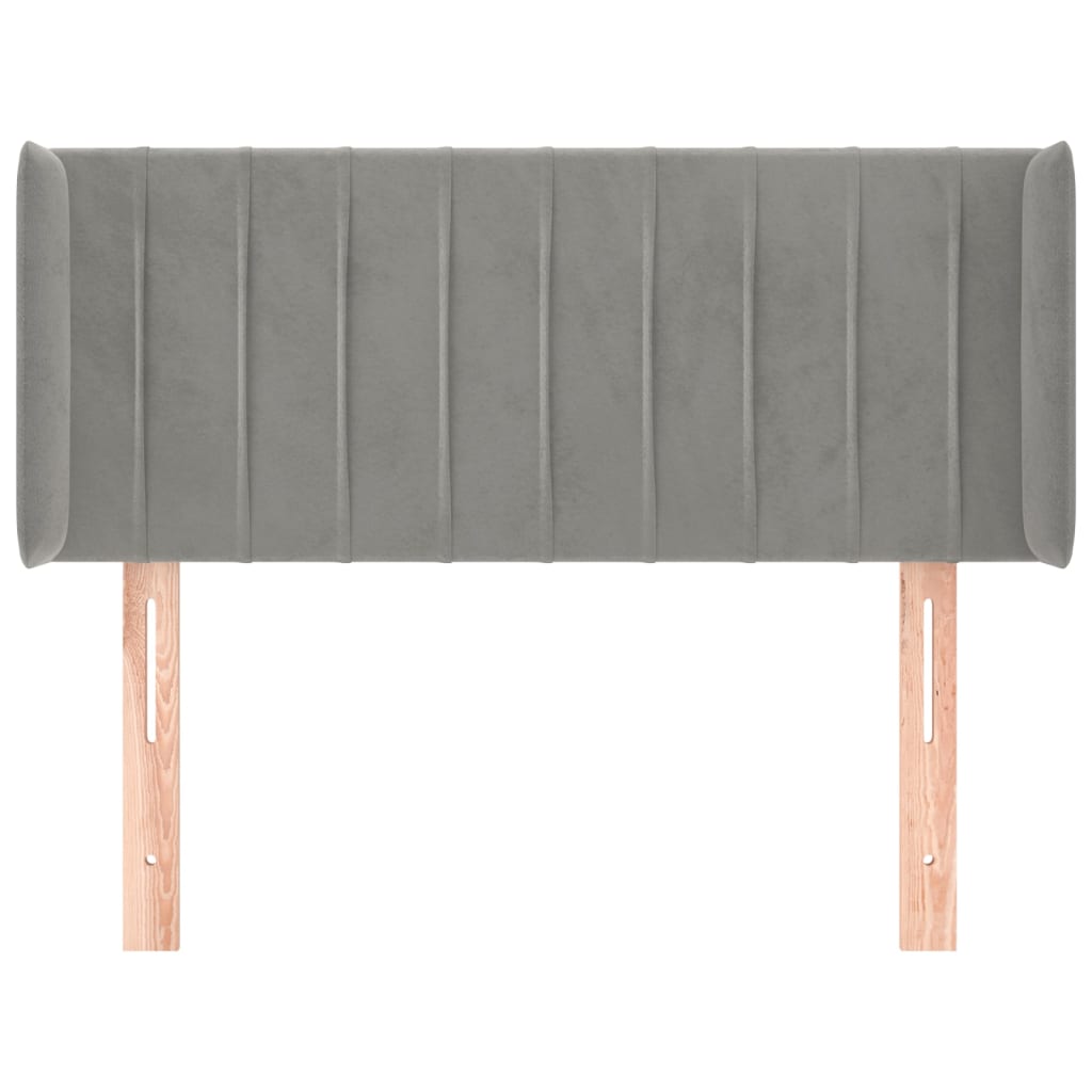 sengegavl med kanter 93x16x78/88 cm fløjl lysegrå