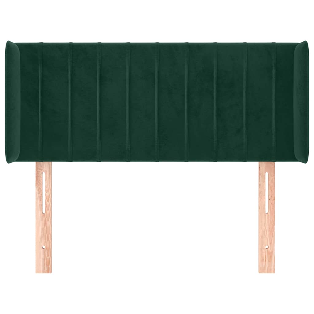 sengegavl med kanter 93x16x78/88 cm fløjl mørkegrøn