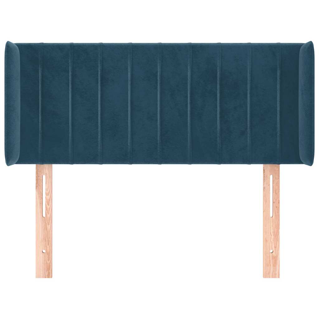 sengegavl med kanter 93x16x78/88 cm fløjl mørkeblå