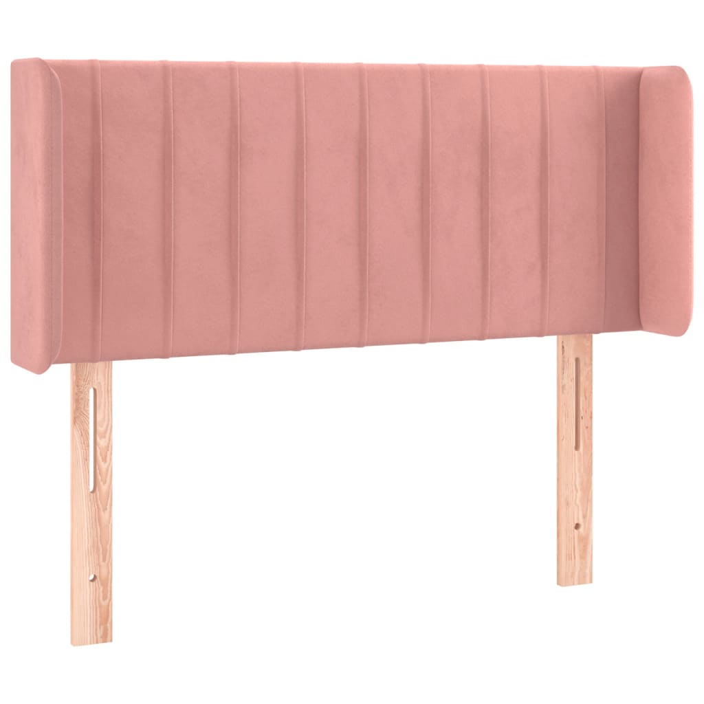 sengegavl med kanter 93x16x78/88 cm fløjl lyserød