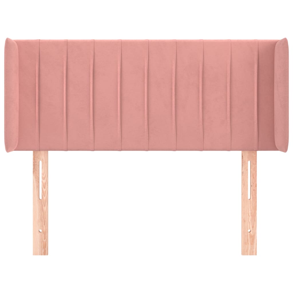 sengegavl med kanter 93x16x78/88 cm fløjl lyserød