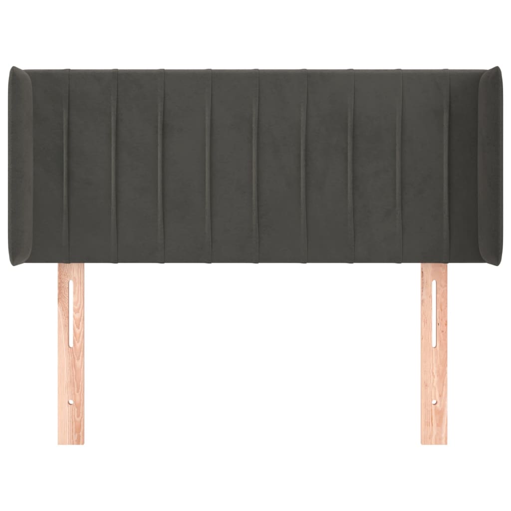 sengegavl med kanter 103x16x78/88 cm fløjl mørkegrå