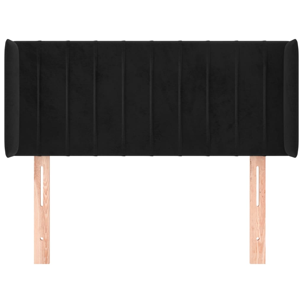 sengegavl med kanter 103x16x78/88 cm fløjl sort