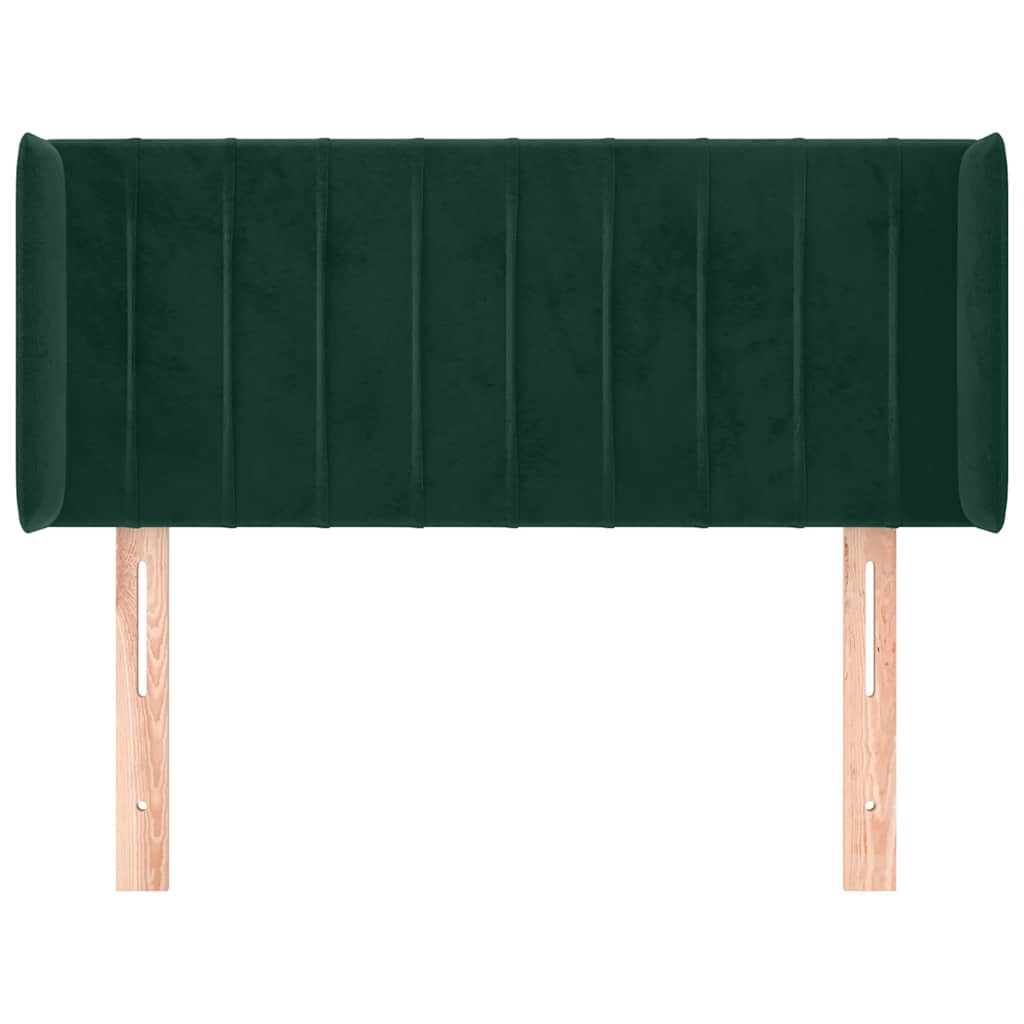 sengegavl med kanter 103x16x78/88 cm fløjl mørkegrøn