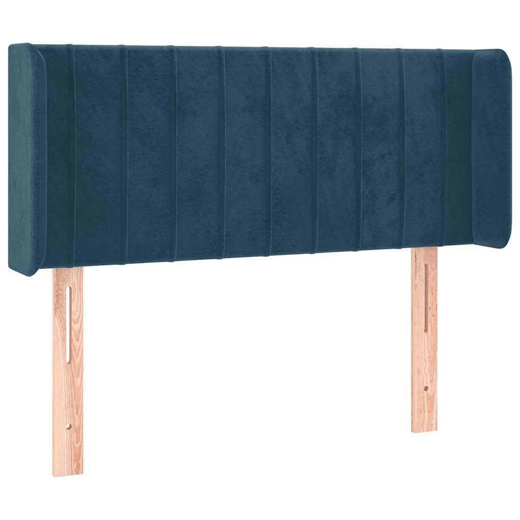 sengegavl med kanter 103x16x78/88 cm fløjl mørkeblå