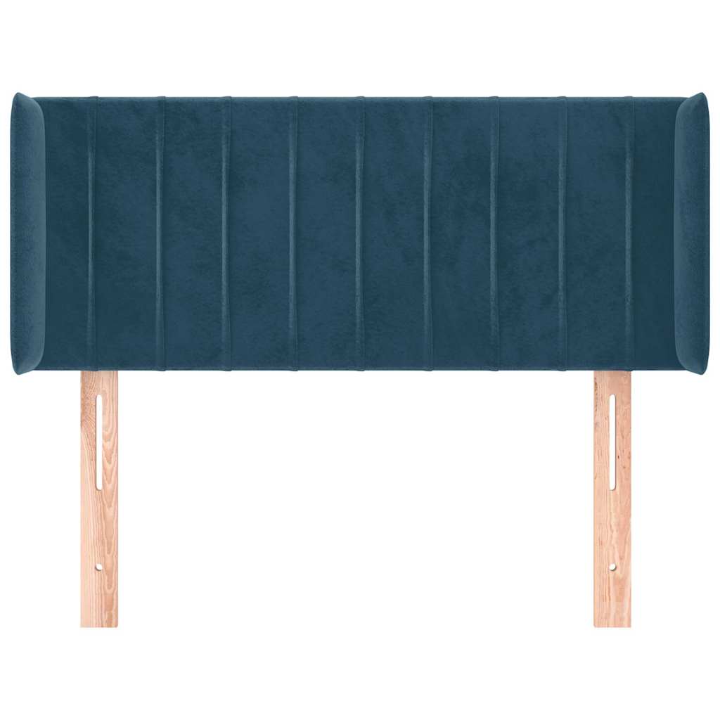sengegavl med kanter 103x16x78/88 cm fløjl mørkeblå