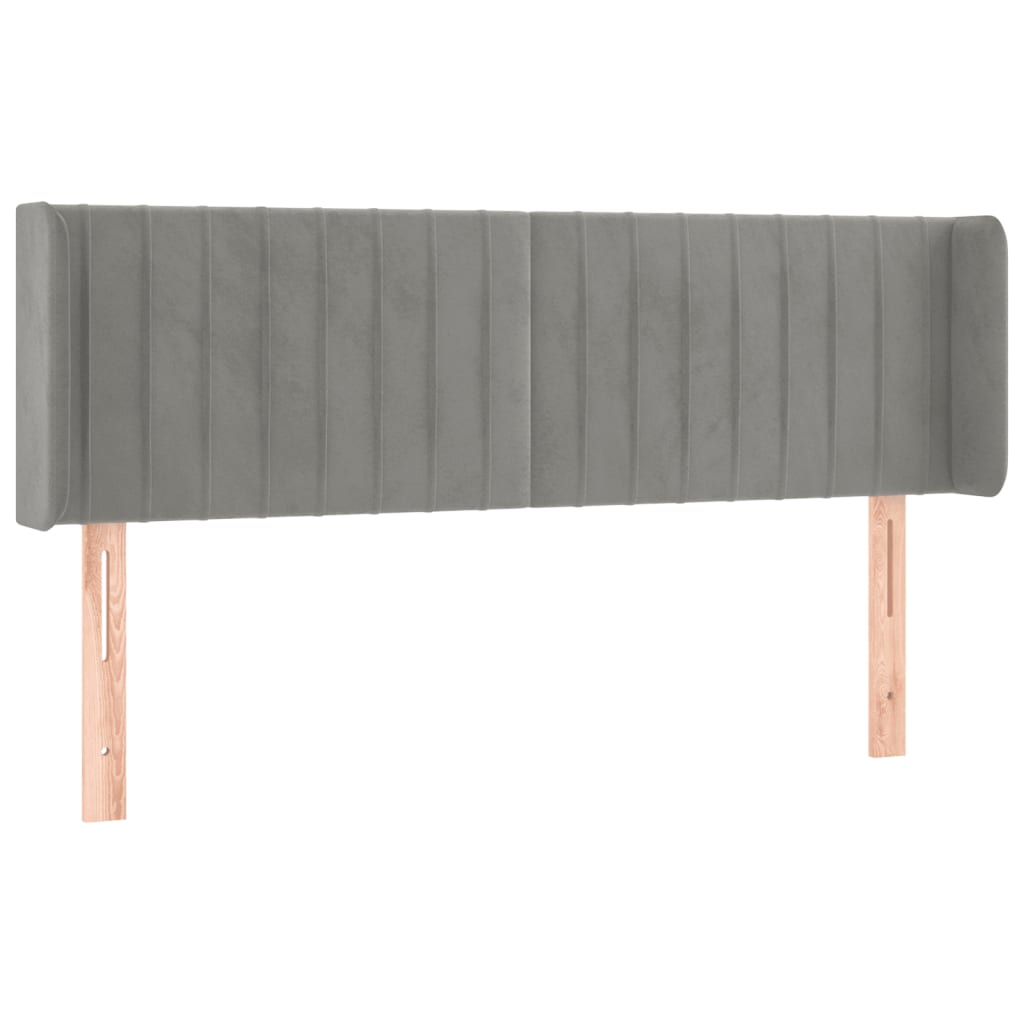 sengegavl med kanter 147x16x78/88 cm fløjl lysegrå
