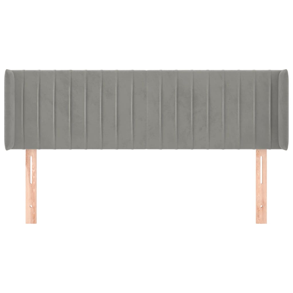 sengegavl med kanter 147x16x78/88 cm fløjl lysegrå