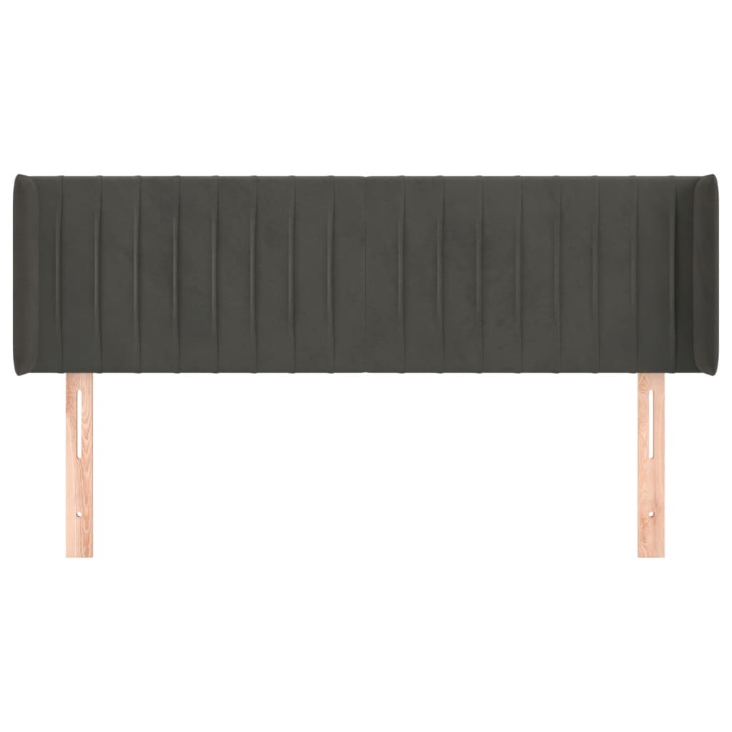 sengegavl med kanter 147x16x78/88 cm fløjl mørkegrå