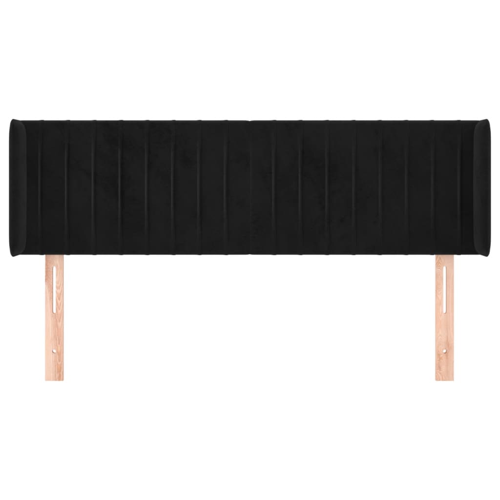sengegavl med kanter 147x16x78/88 cm fløjl sort