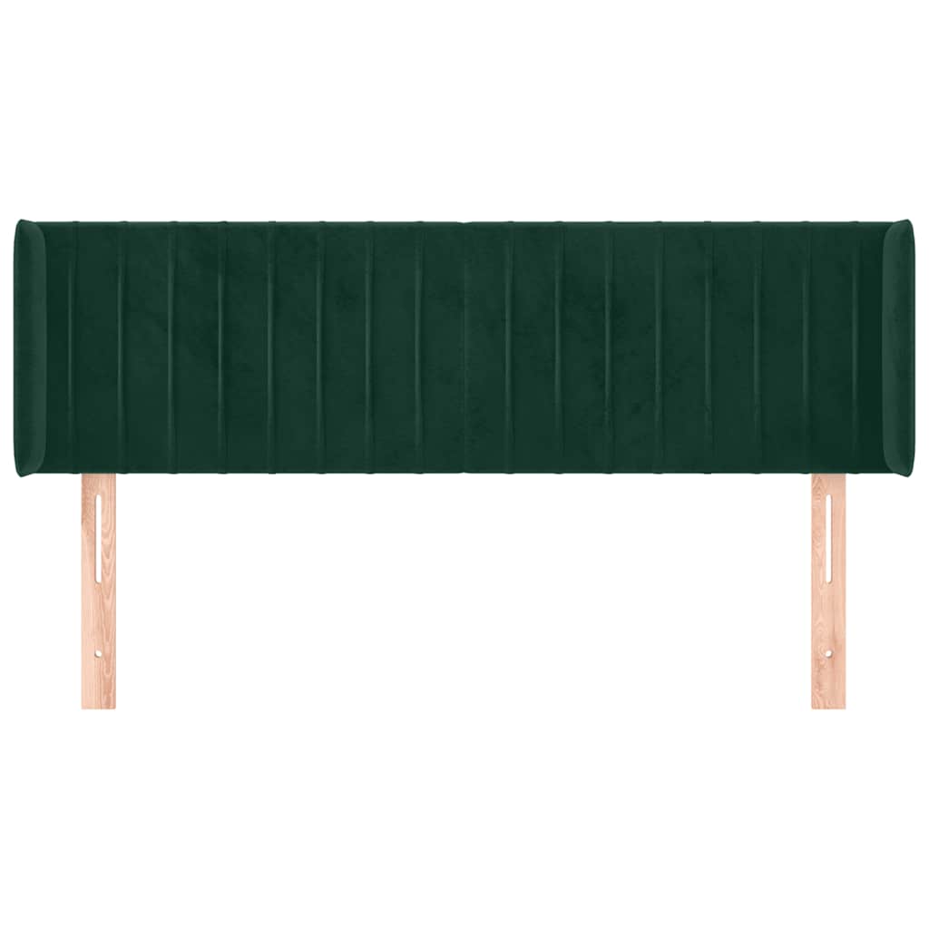 sengegavl med kanter 147x16x78/88 cm fløjl mørkegrøn