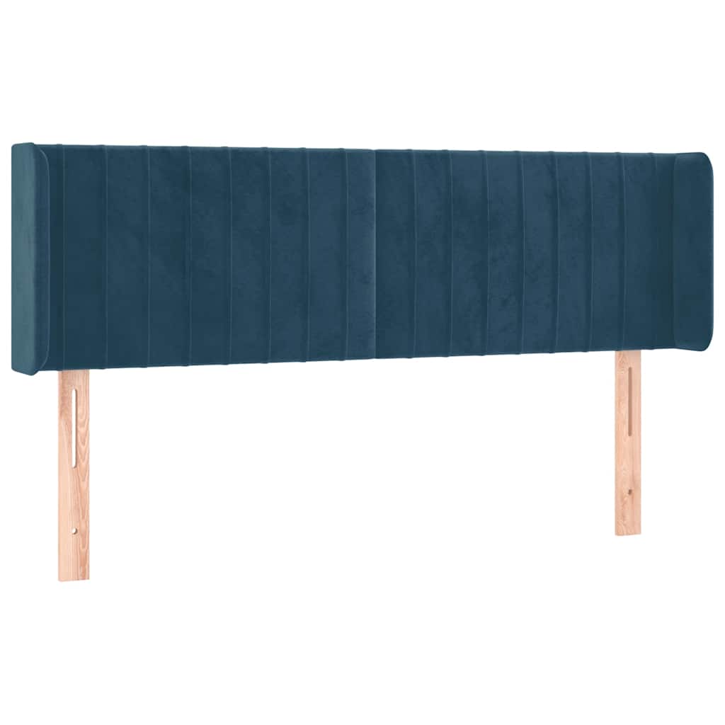 sengegavl med kanter 147x16x78/88 cm fløjl mørkeblå