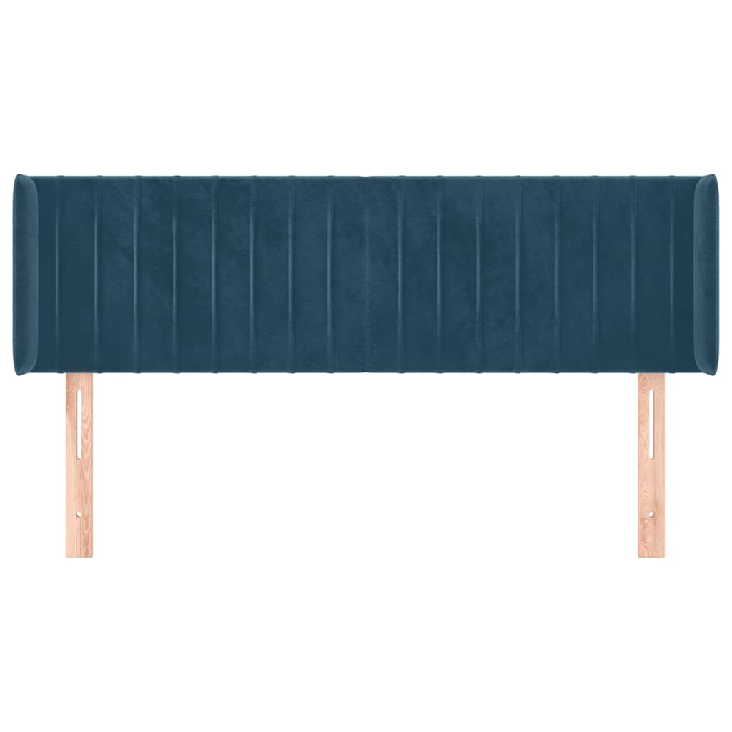 sengegavl med kanter 147x16x78/88 cm fløjl mørkeblå