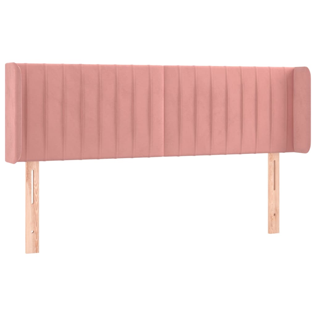 sengegavl med kanter 147x16x78/88 cm fløjl lyserød