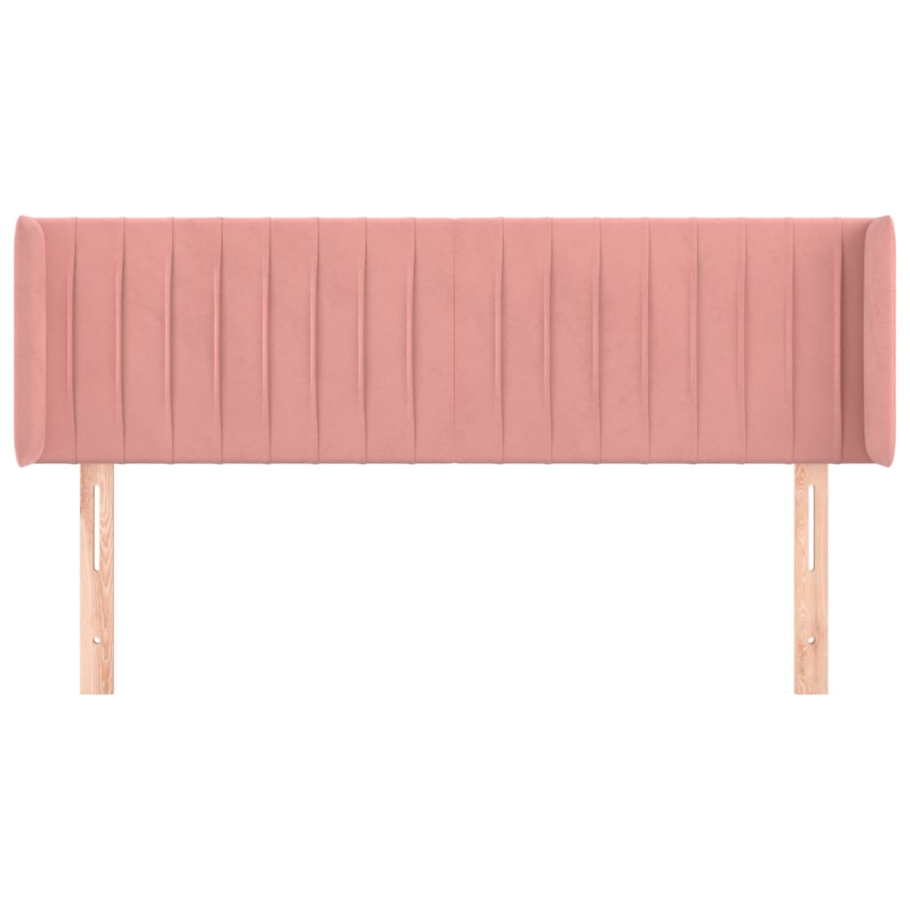 sengegavl med kanter 147x16x78/88 cm fløjl lyserød