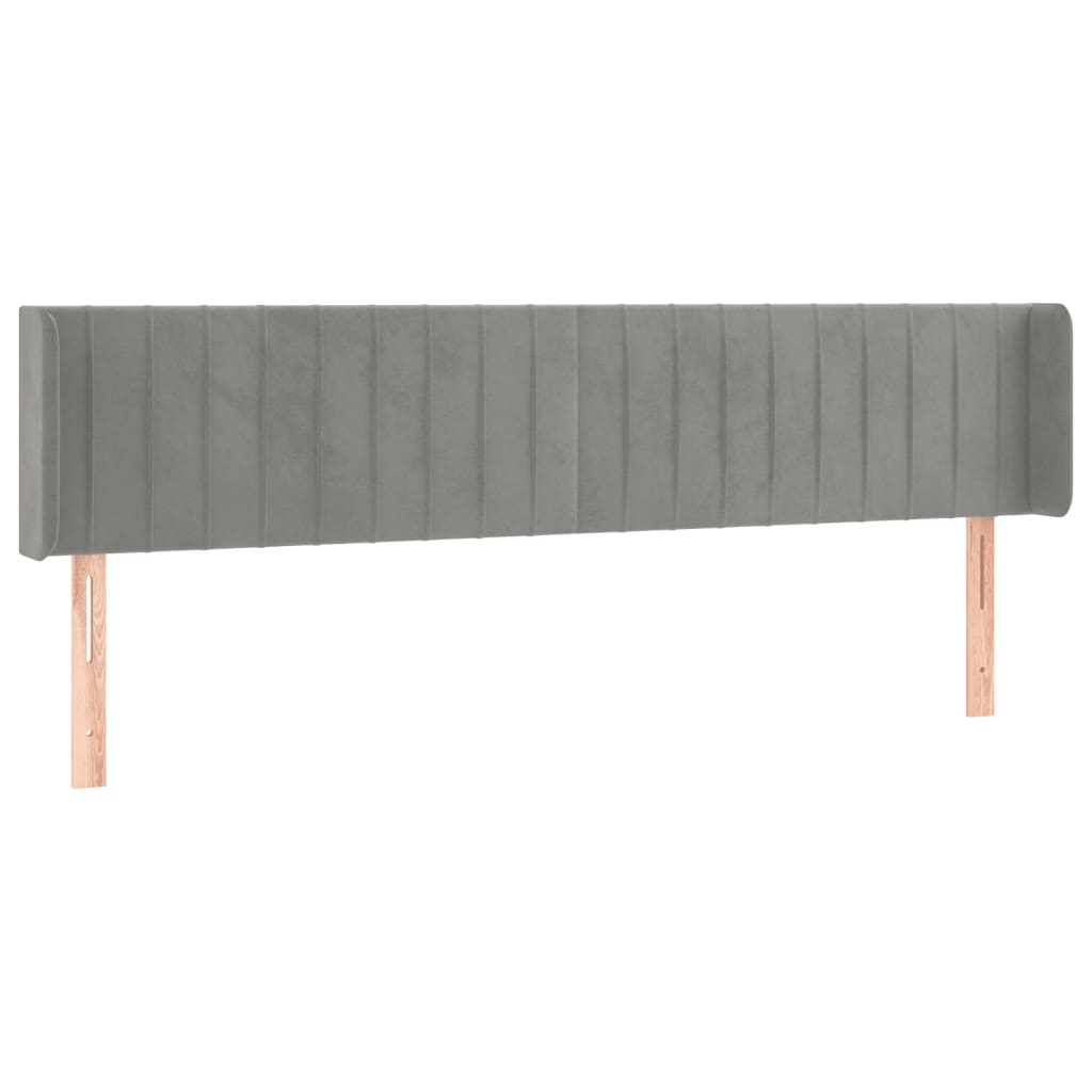 sengegavl med kanter 163x16x78/88 cm fløjl lysegrå
