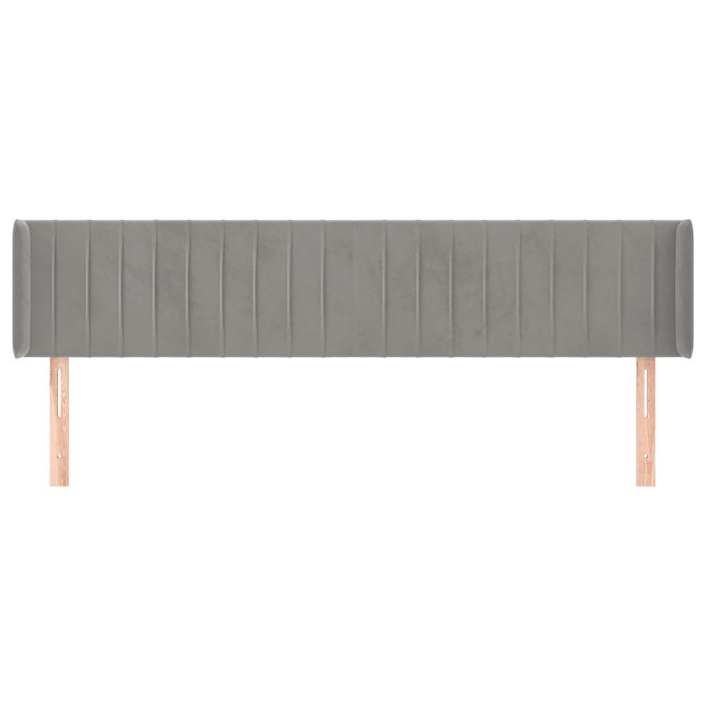 sengegavl med kanter 163x16x78/88 cm fløjl lysegrå