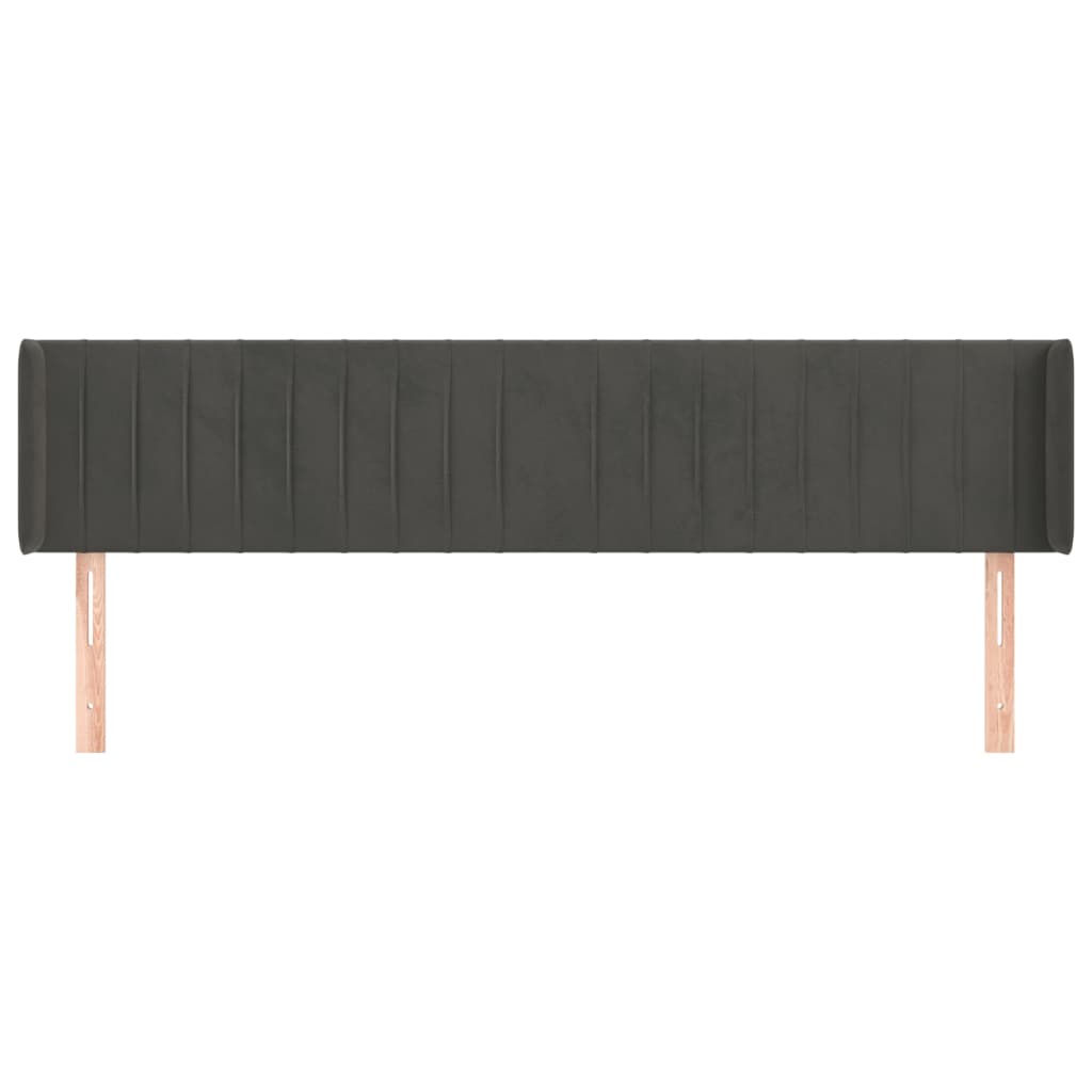 sengegavl med kanter 163x16x78/88 cm fløjl mørkegrå