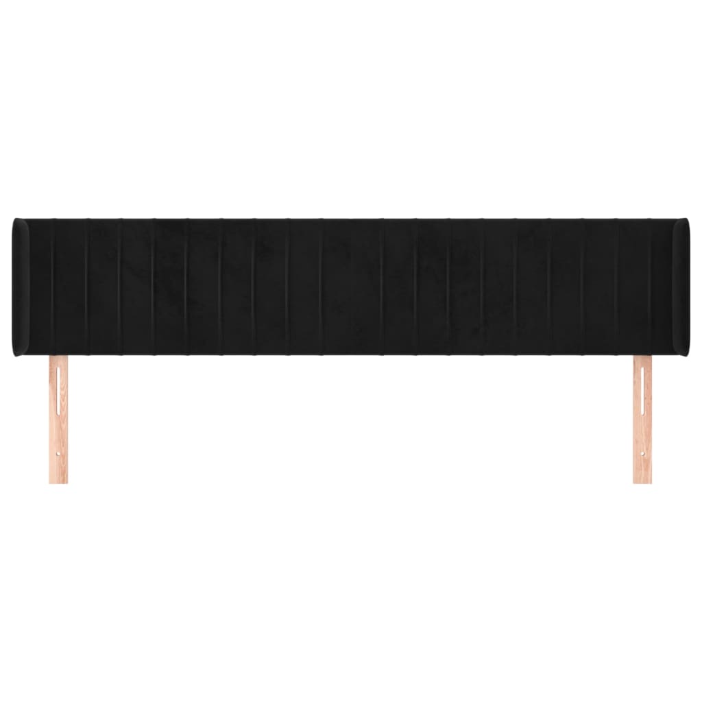 sengegavl med kanter 163x16x78/88 cm fløjl sort