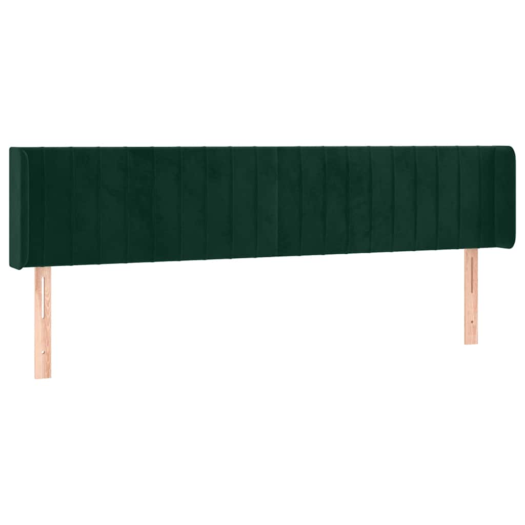 sengegavl med kanter 163x16x78/88 cm fløjl mørkegrøn