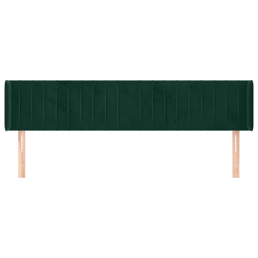 sengegavl med kanter 163x16x78/88 cm fløjl mørkegrøn