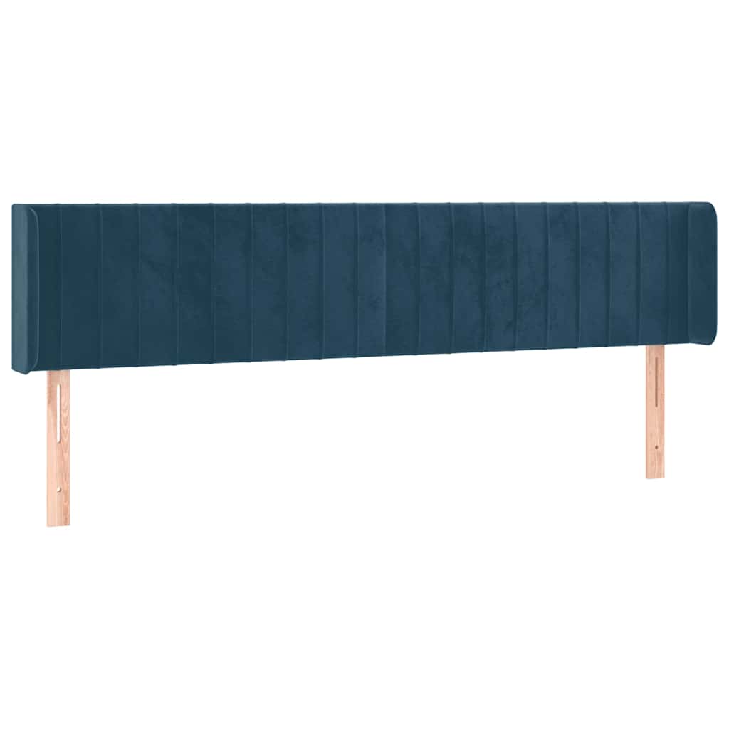 sengegavl med kanter 163x16x78/88 cm fløjl mørkeblå