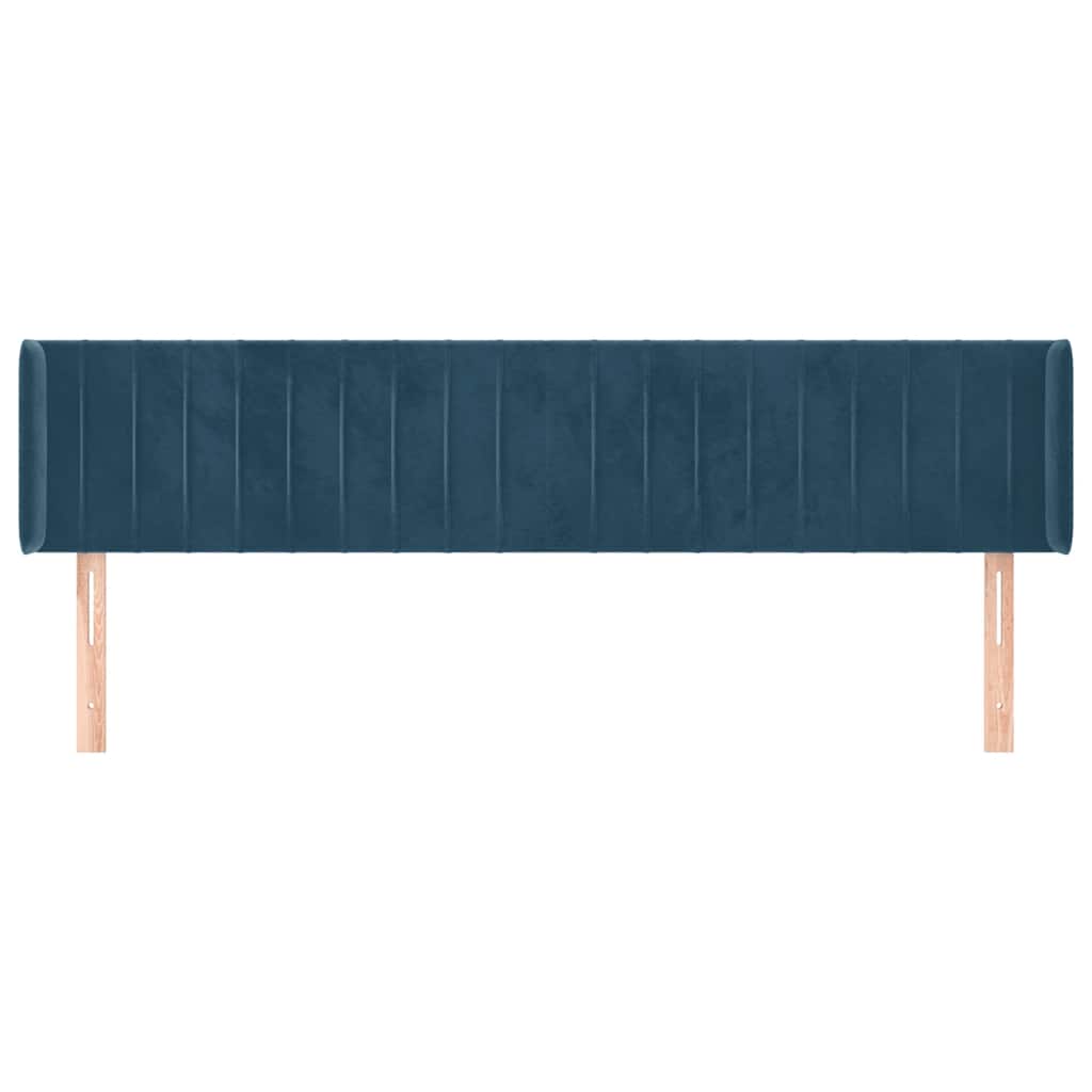 sengegavl med kanter 163x16x78/88 cm fløjl mørkeblå