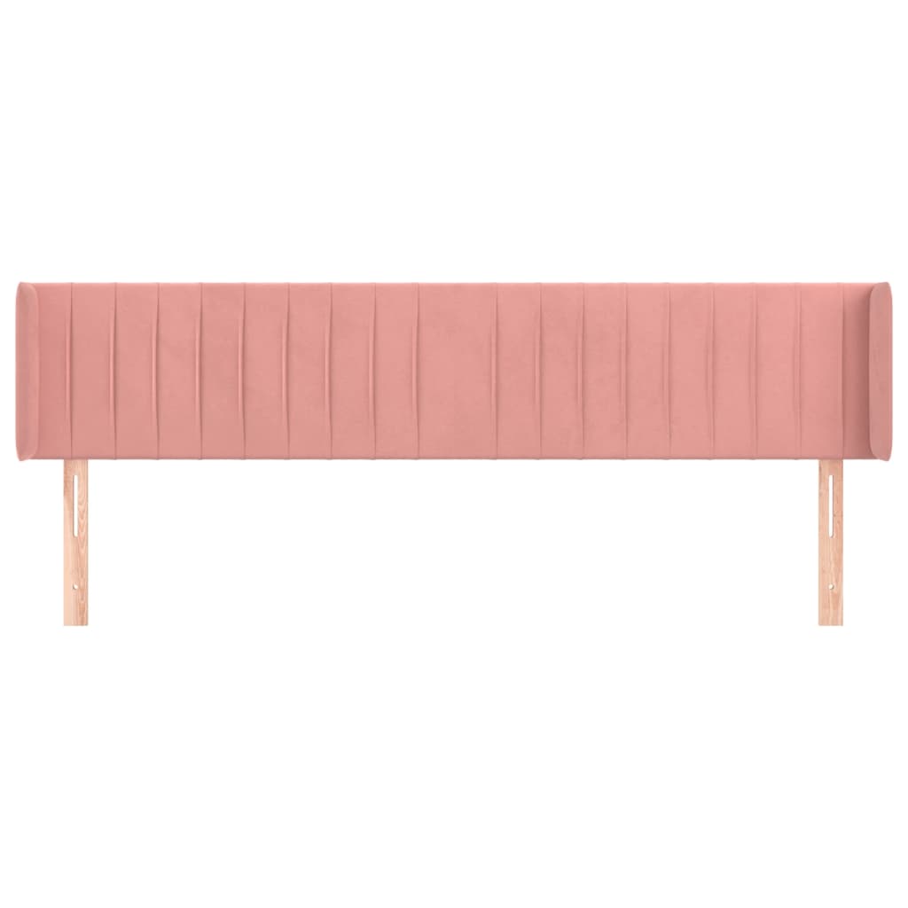 sengegavl med kanter 163x16x78/88 cm fløjl lyserød
