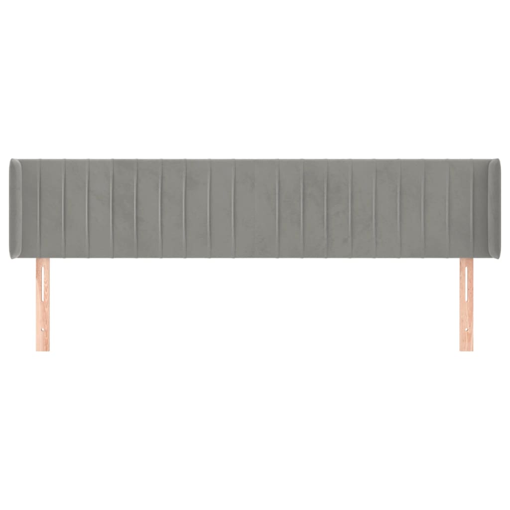 sengegavl med kanter 183x16x78/88 cm fløjl lysegrå