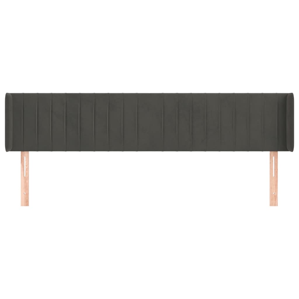 sengegavl med kanter 183x16x78/88 cm fløjl mørkegrå