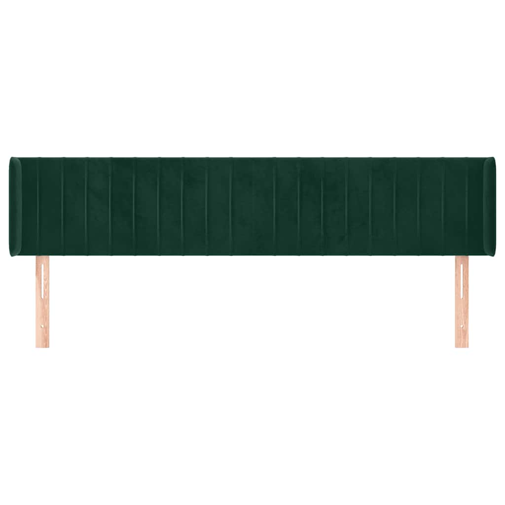 sengegavl med kanter 183x16x78/88 cm fløjl mørkegrøn