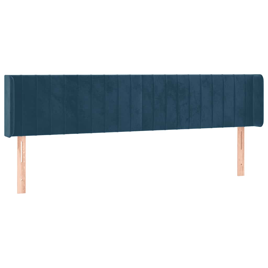 sengegavl med kanter 183x16x78/88 cm fløjl mørkeblå