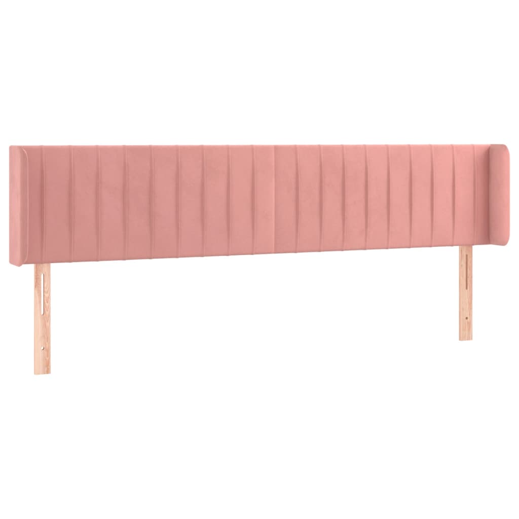 sengegavl med kanter 183x16x78/88 cm fløjl lyserød
