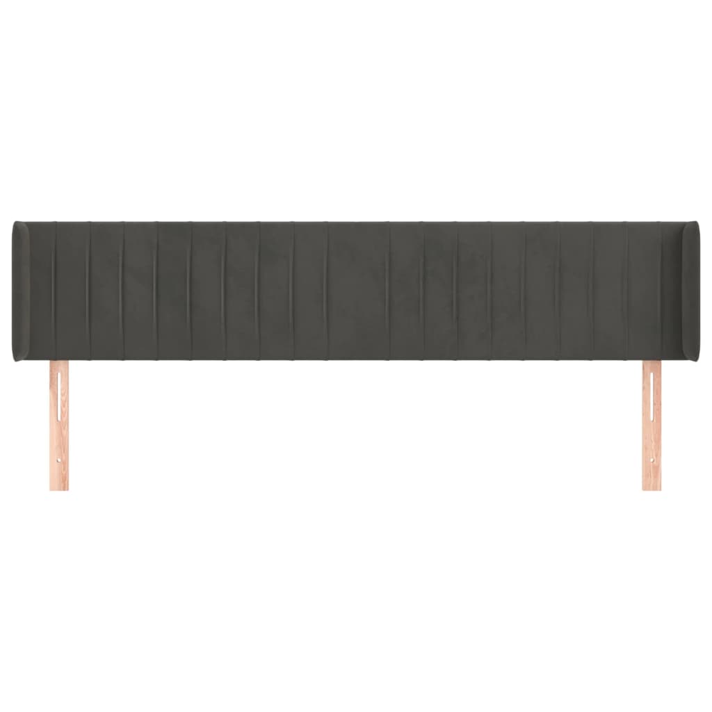sengegavl med kanter 203x16x78/88 cm fløjl mørkegrå