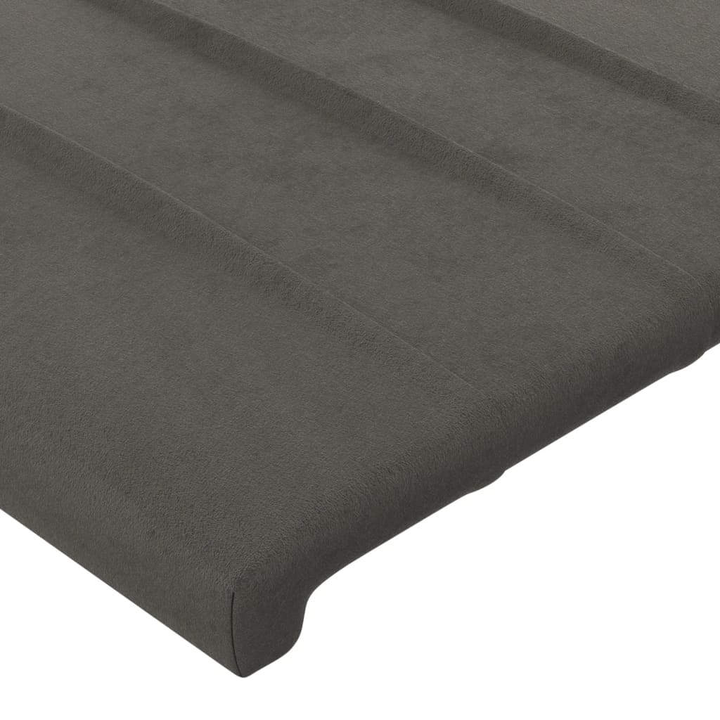 sengegavl med kanter 203x16x78/88 cm fløjl mørkegrå