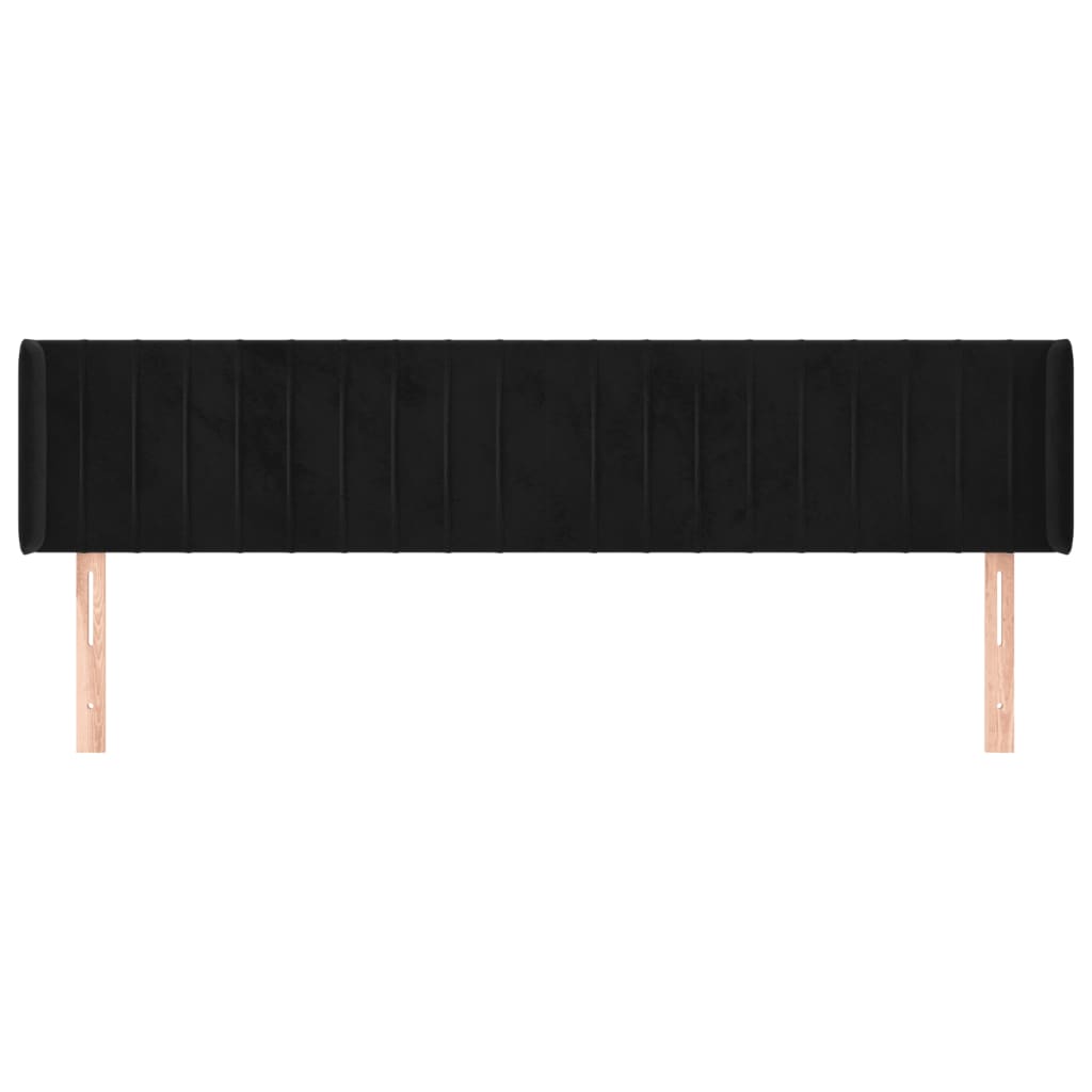 sengegavl med kanter 203x16x78/88 cm fløjl sort