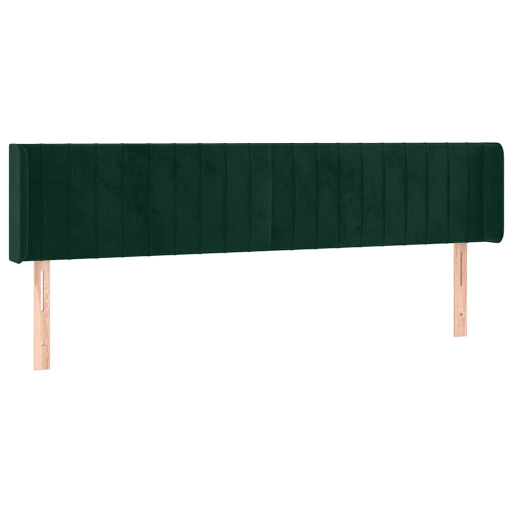 sengegavl med kanter 203x16x78/88 cm fløjl mørkegrøn